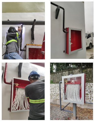 Fire-hose cabinet connected to the fire-protection pipeline