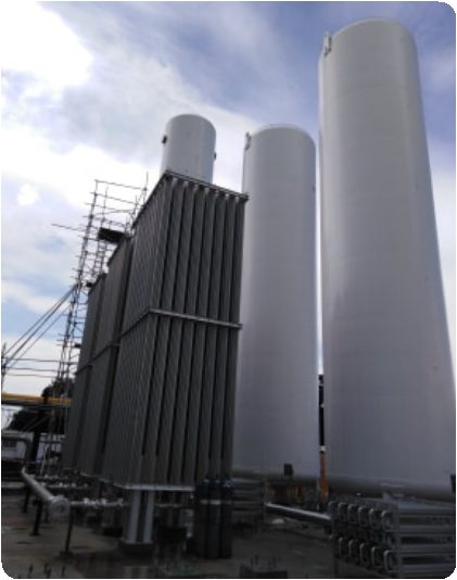 Tank erection on completed foundation